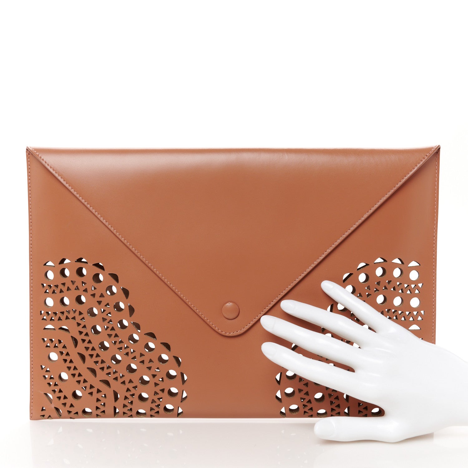 Alaia Calfskin Vienne Laser Cut Envelope Clutch Poudre 2 of 7