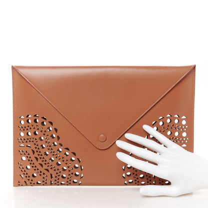Alaia Calfskin Vienne Laser Cut Envelope Clutch Poudre 2 of 7