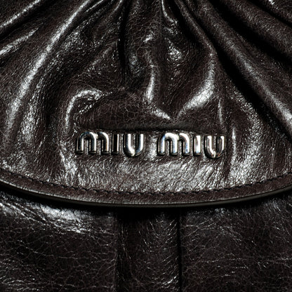 Miu Miu Vitello Lux Cinched Hobo Graphite 9 of 9
