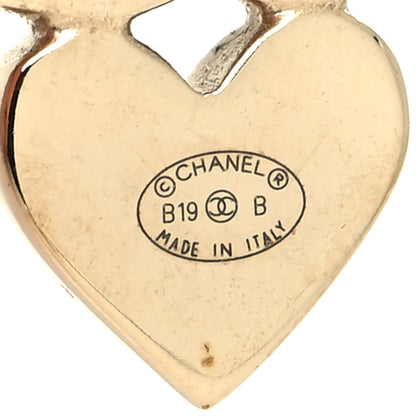 Chanel Crystal Pearl Charming Winter CC Star Heart Earrings Gold 4 of 4