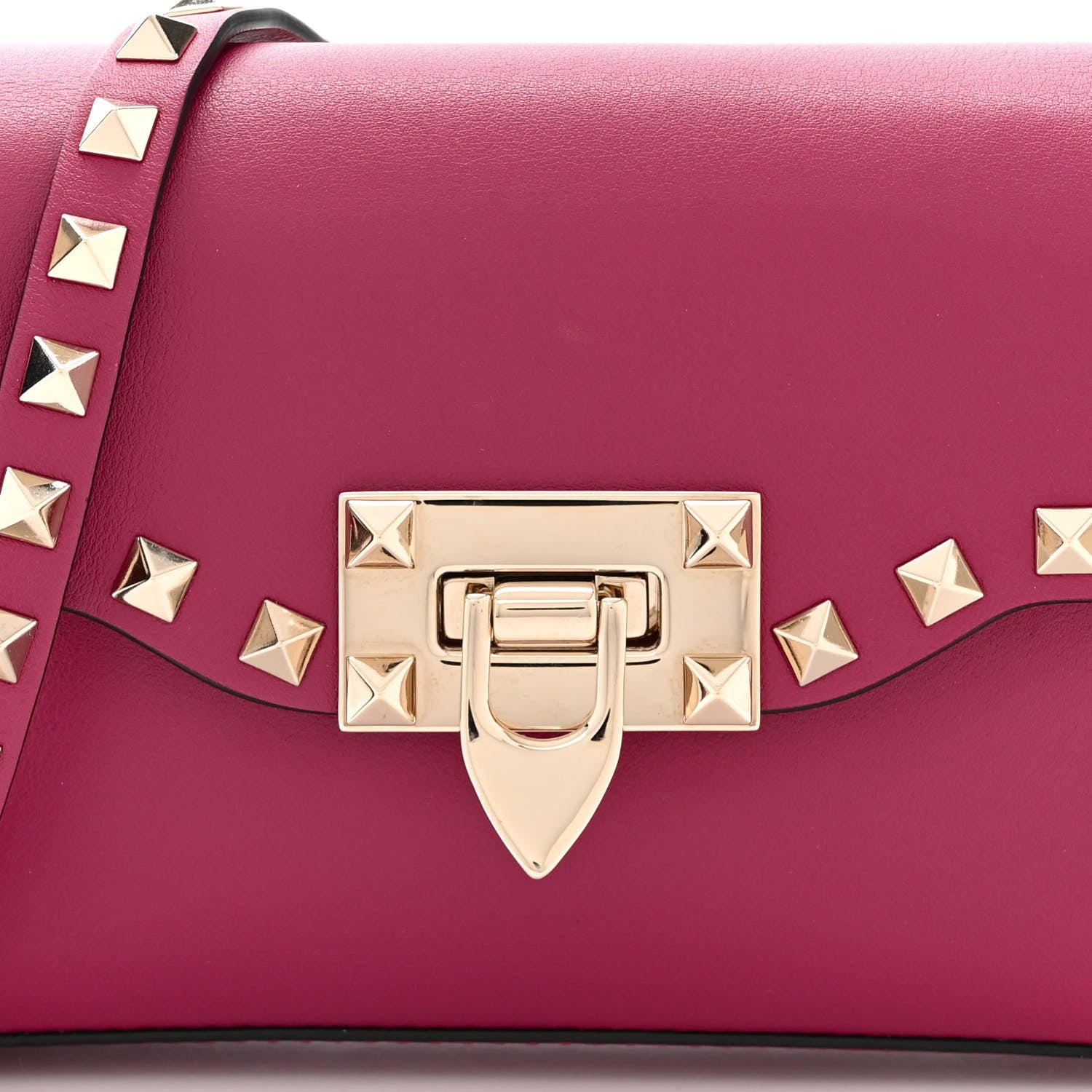 Valentino Garavani Vitello Mini Rockstud Flip Lock Crossbody Bag Deep Cyclamin 7 of 9