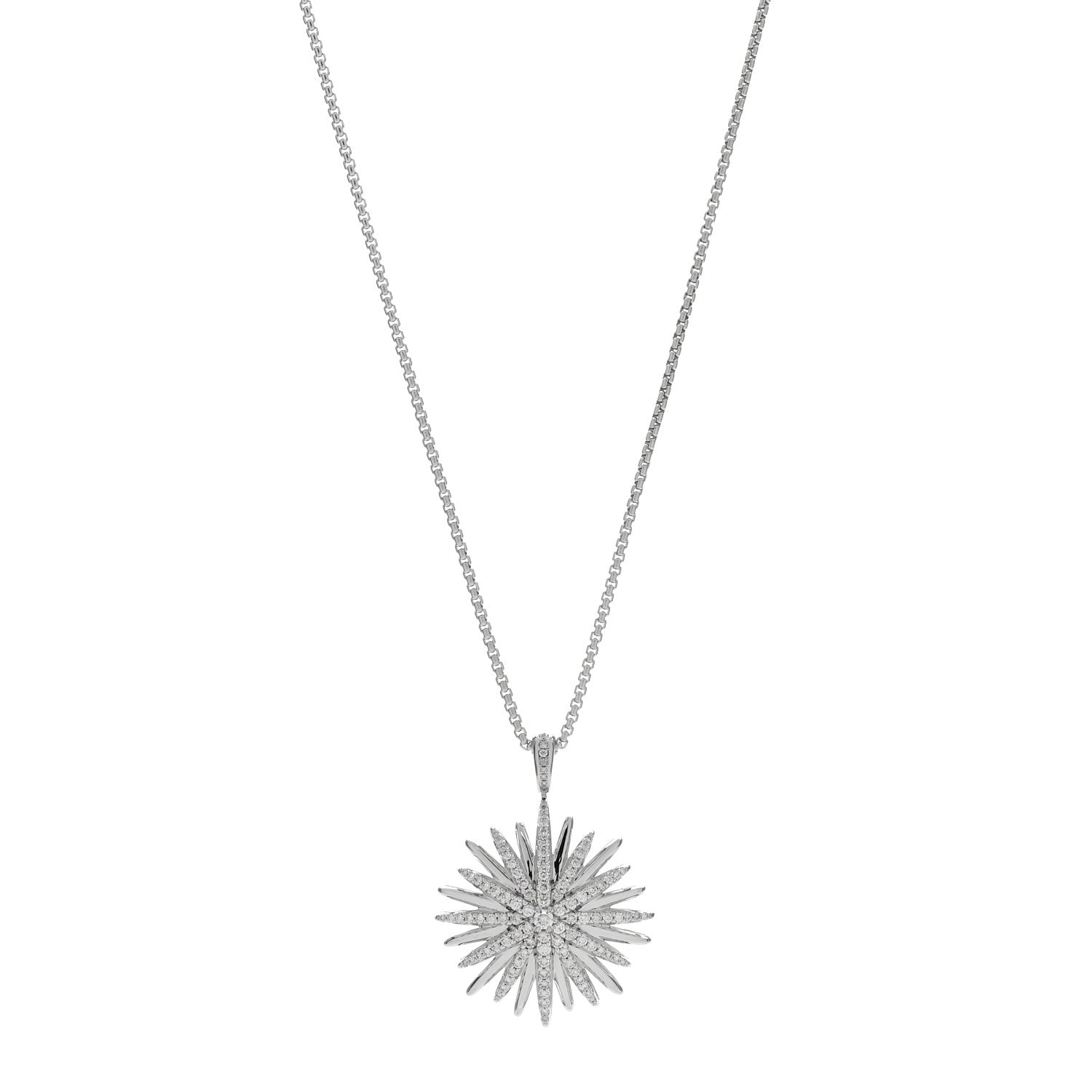 David Yurman Sterling Silver Diamond Large Starburst Pendant Necklace 1 of 4