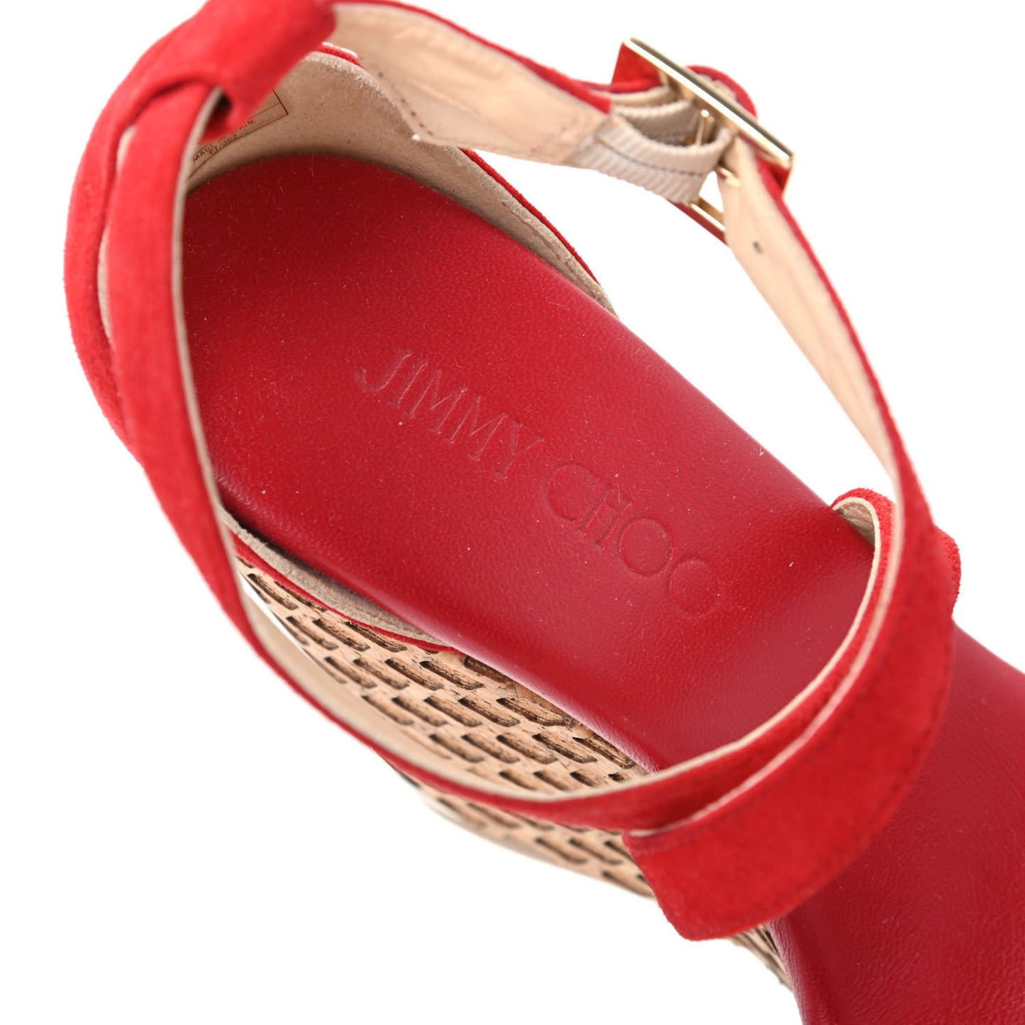 Suede Cork Portia 120 Wedge Sandals 36 Red