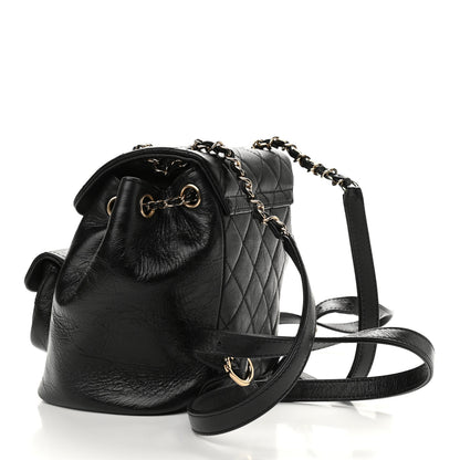 Chanel Glazed Aged Calfskin Quilted Small Duma Drawstring Backpack Black 3 of 9