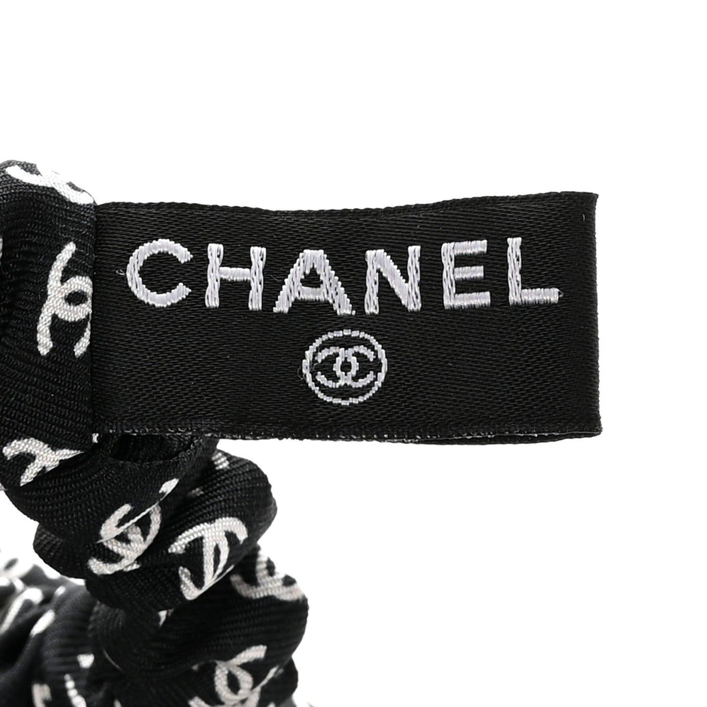 Silk Twill CC Scarf Hair Tie Black White