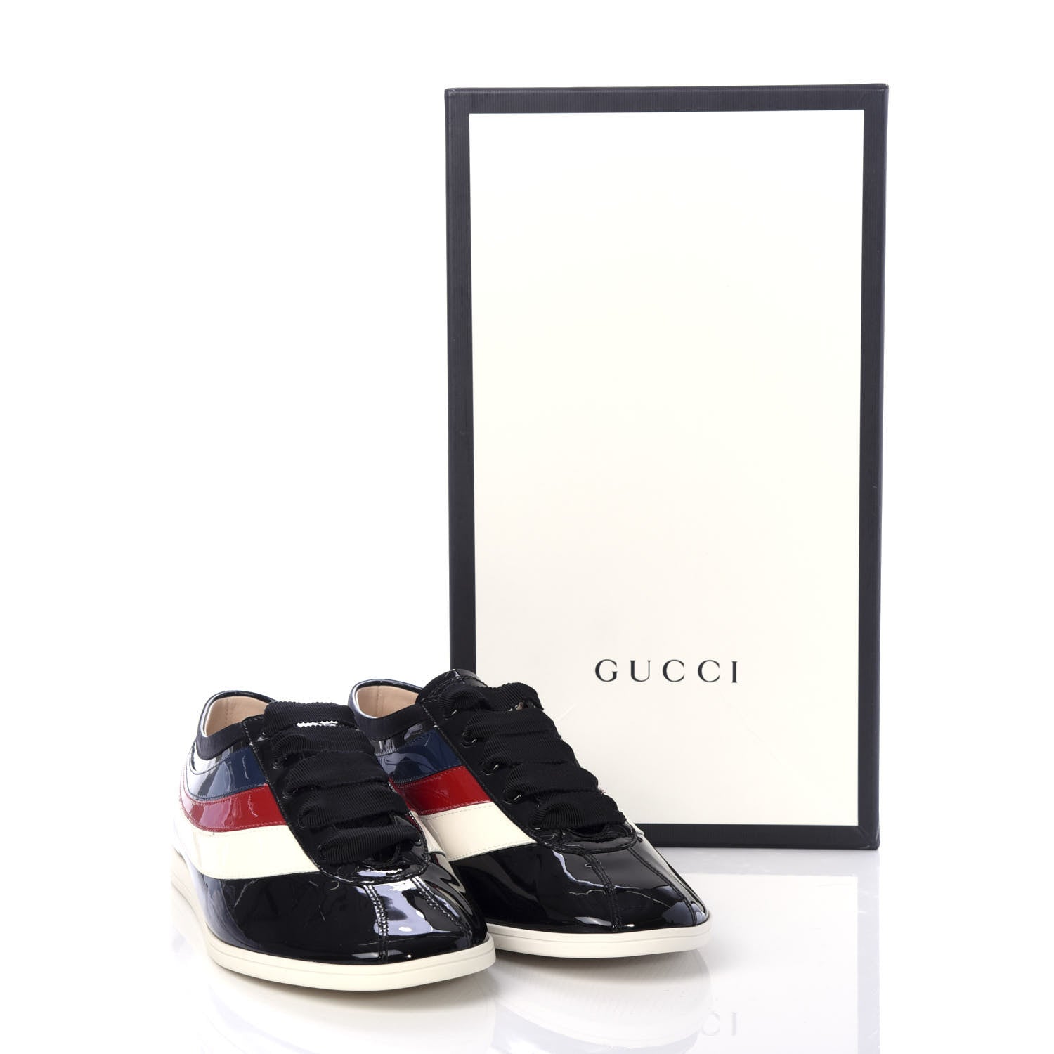 Gucci Patent Calfskin Web Falacer Sneakers 9 Black 11 of 11