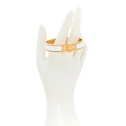 Hermes Enamel Charniere Uni Narrow Hinged Bracelet S White 2 of 8