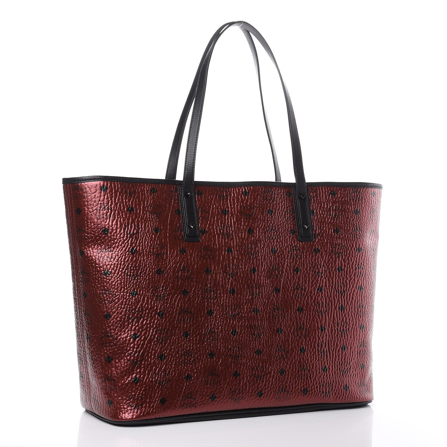 MCM Metallic Visetos Large Anya Shopper Tote Scooter Red 4 of 10