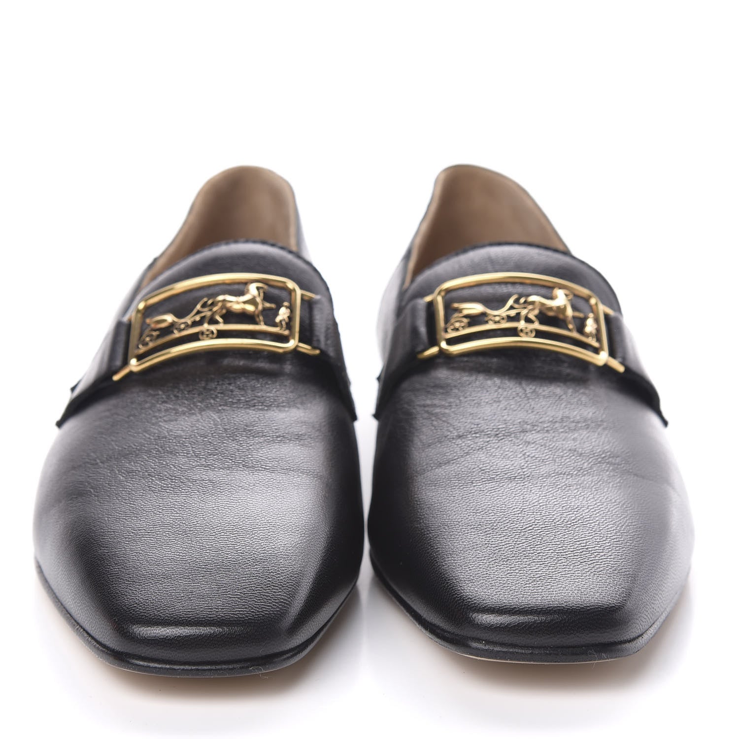 Hermes Supple Goatskin Womens Time Loafers 36.5 Black 2 of 8