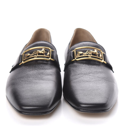 Hermes Supple Goatskin Womens Time Loafers 36.5 Black 2 of 8