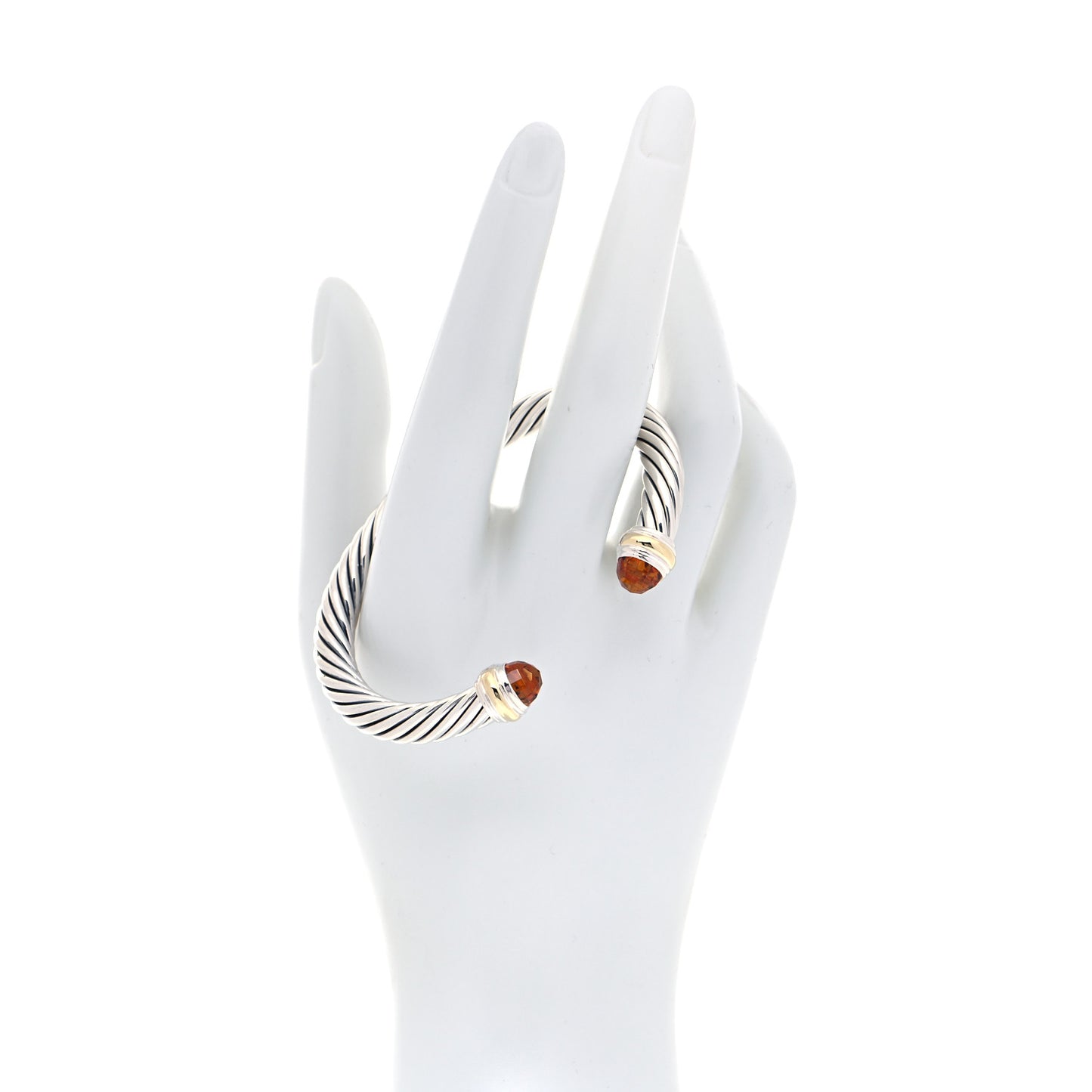 Sterling Silver 14K Yellow Gold Citrine 7mm Cable Classics Bracelet