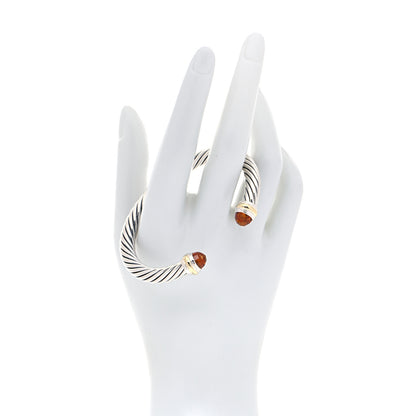 David Yurman Sterling Silver 14K Yellow Gold Citrine 7mm Cable Classics Bracelet 2 of 4