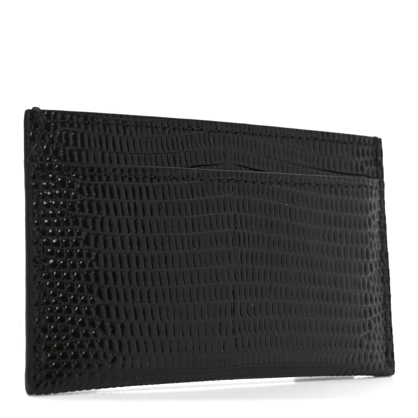 Calfskin Lizard Embossed Card Holder Black