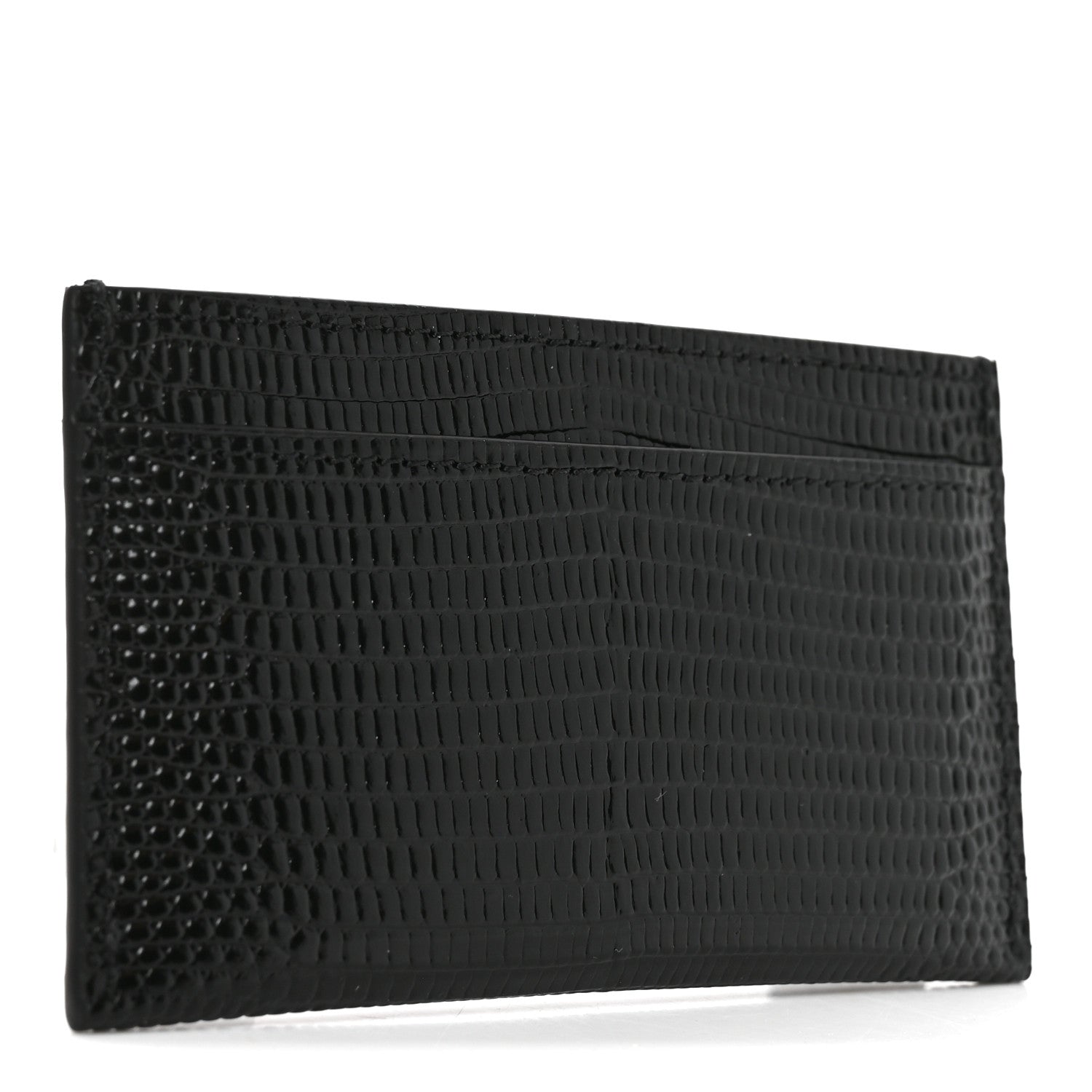 Chanel Calfskin Lizard Embossed Card Holder Black 5 of 16
