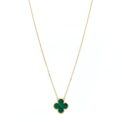 Van Cleef & Arpels 18K Yellow Gold Malachite Vintage Alhambra Pendant Necklace 1 of 7