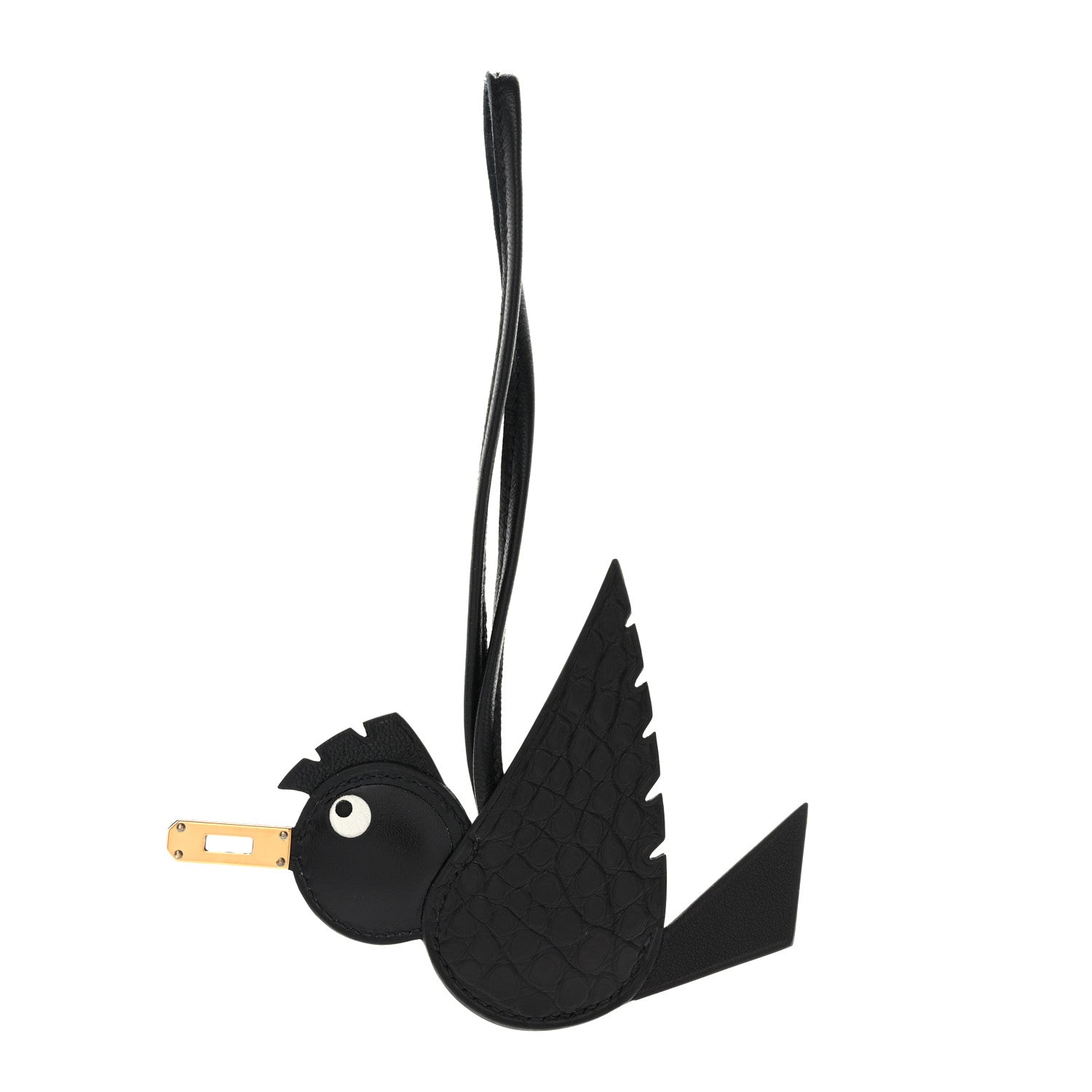 Hermes Swift Alligator Birdy Bag Charm Black 1 of 5
