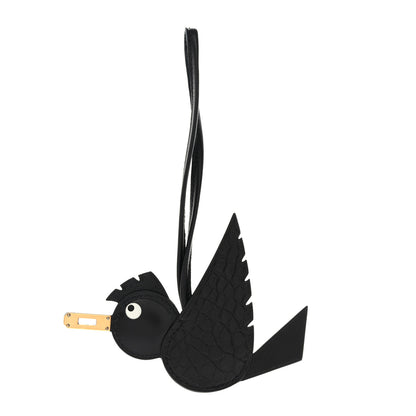 Hermes Swift Alligator Birdy Bag Charm Black 1 of 5