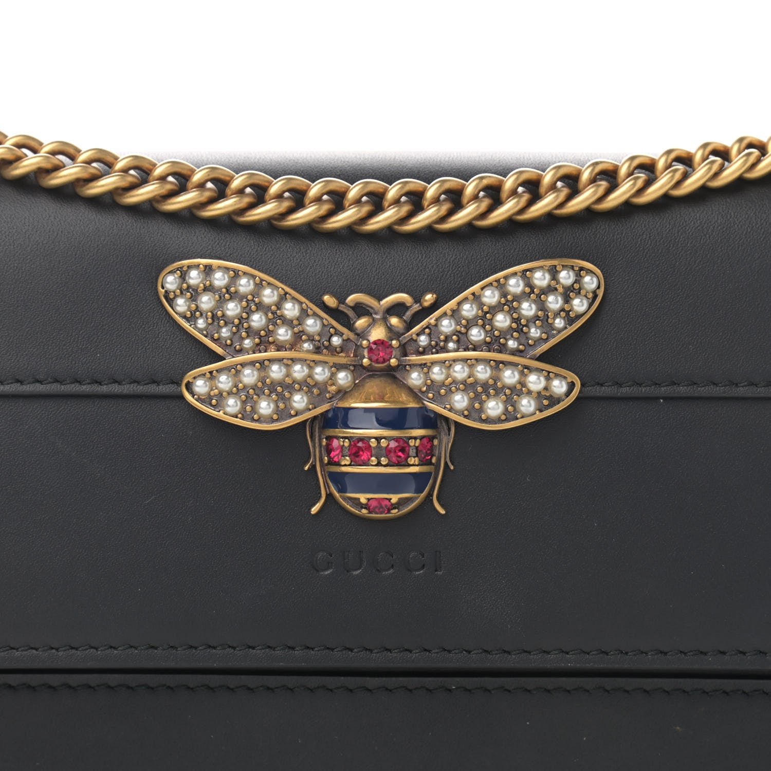 Gucci Calfskin Queen Margaret Chain Wallet Black 7 of 15