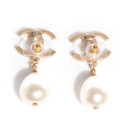 Chanel Pearl CC Dangle Earrings Gold 4 of 5