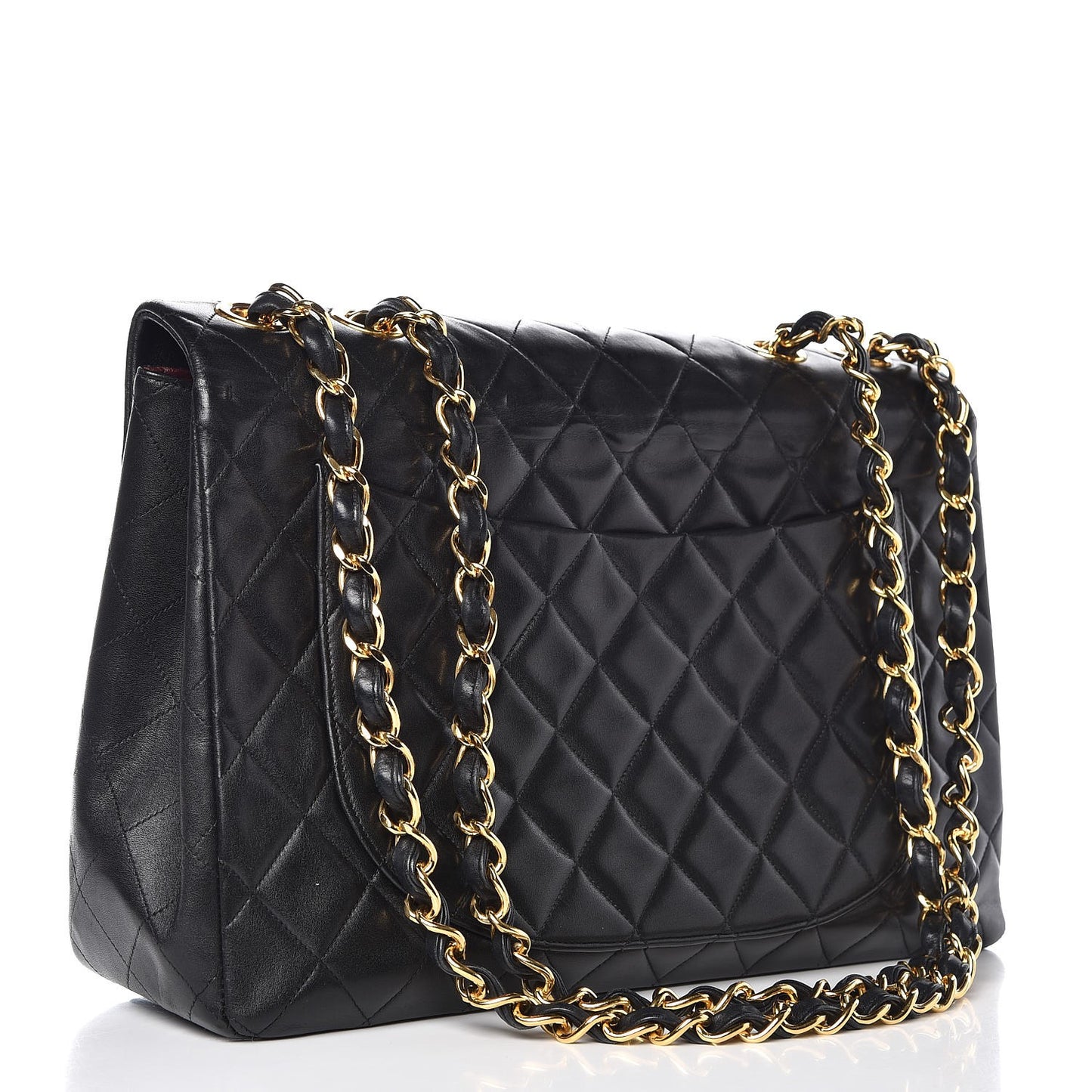 Lambskin Quilted XL Jumbo Single Flap Black