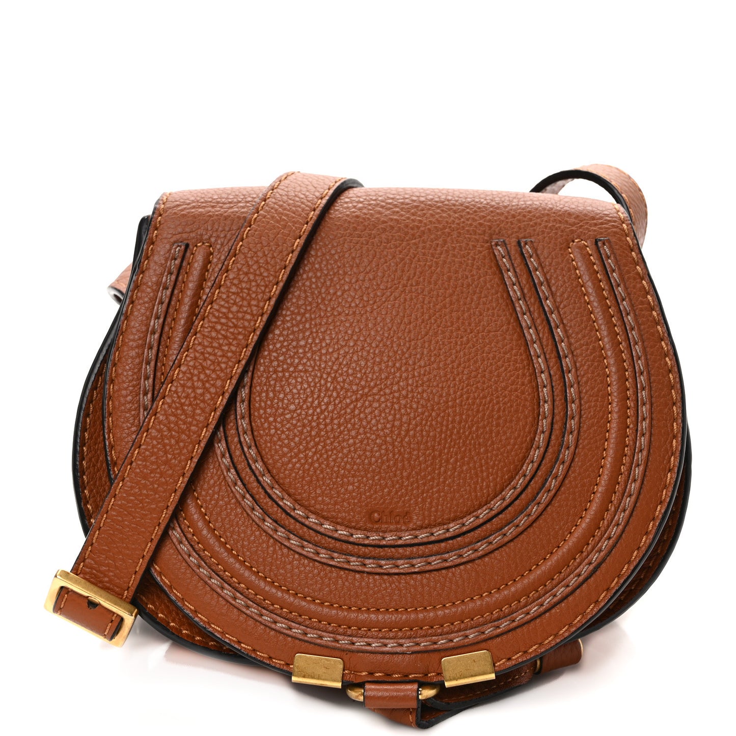 Calfskin Mini Marcie Round Crossbody Bag Tan
