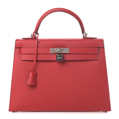 Hermes Epsom Kelly Sellier 32 Rouge Casaque 1 of 11
