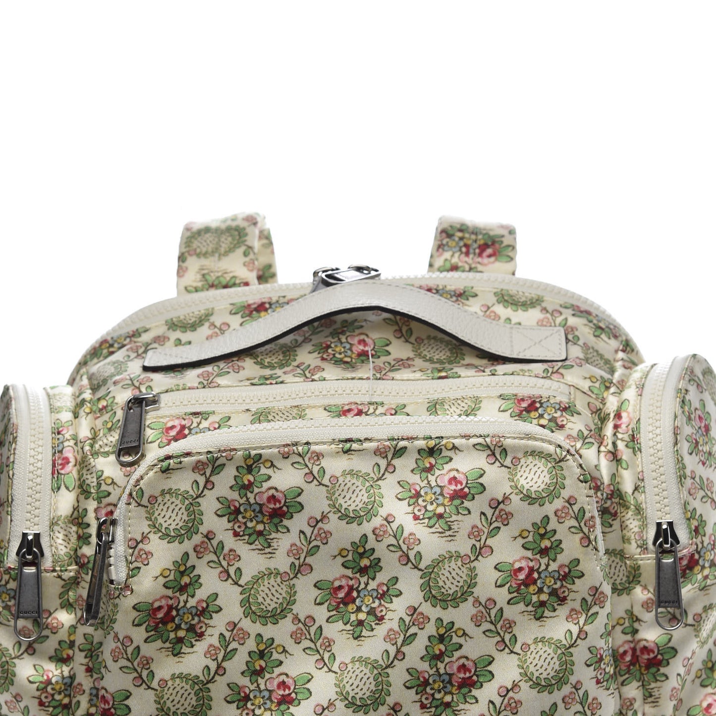 X MLB Satin Floral Print NY Yankees Patch Backpack Ivory Green