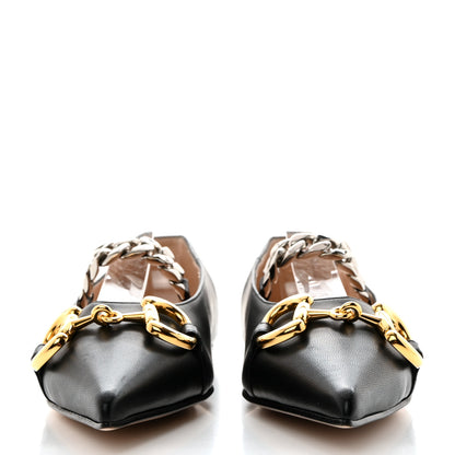 Gucci Nappa Lumiere Deva Horsebit Chain Embellished Flats 36.5 Black 2 of 9