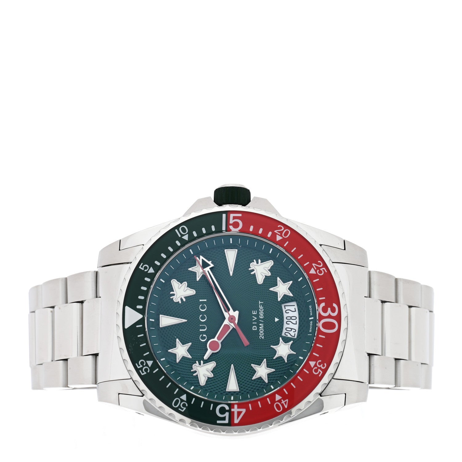 Gucci Stainless Steel 45mm Dive Quartz Watch Green 2 of 5
