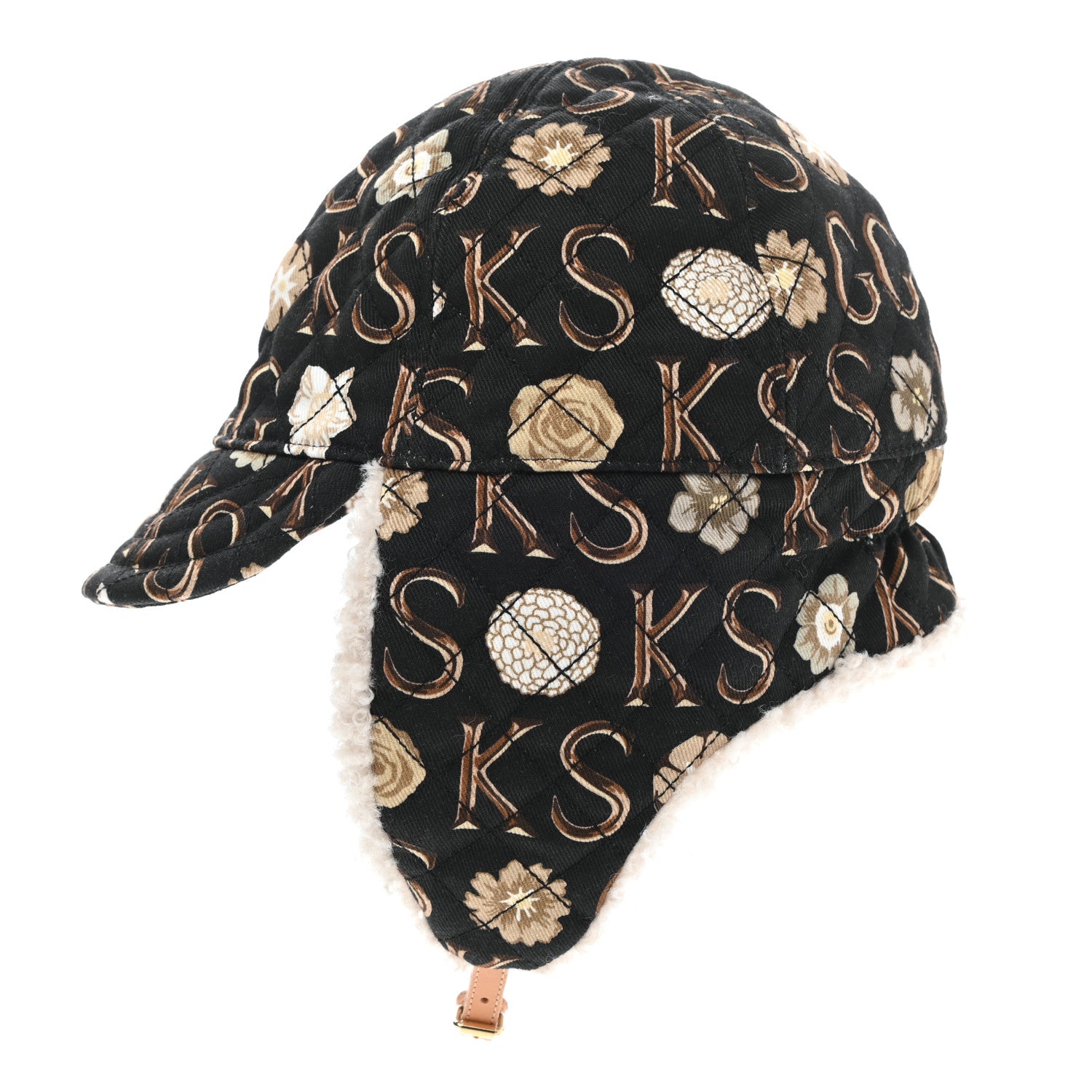 Gucci X KEN SCOTT Canvas Shearling Floral Print Cap Hat L Multicolor 4 of 12