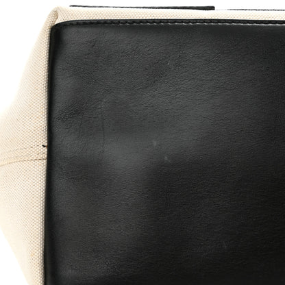 Balenciaga Cotton Canvas Satin Calfskin S Navy Cabas Natural Black 14 of 14