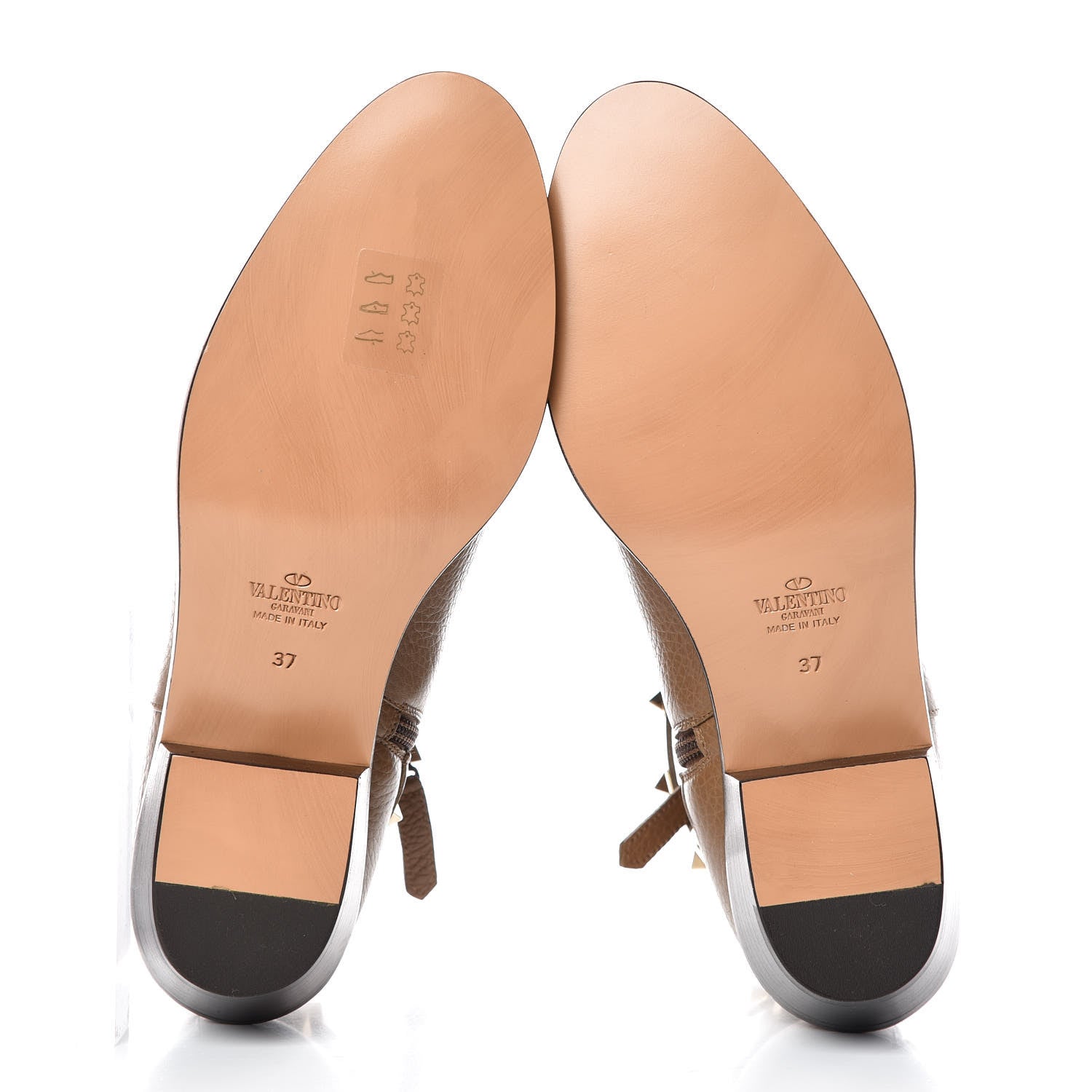 Valentino Garavani Grained Calfskin Rockstud Single Buckle 35mm Cowboy Ankle Boots 37 Nocciola 5 of 8