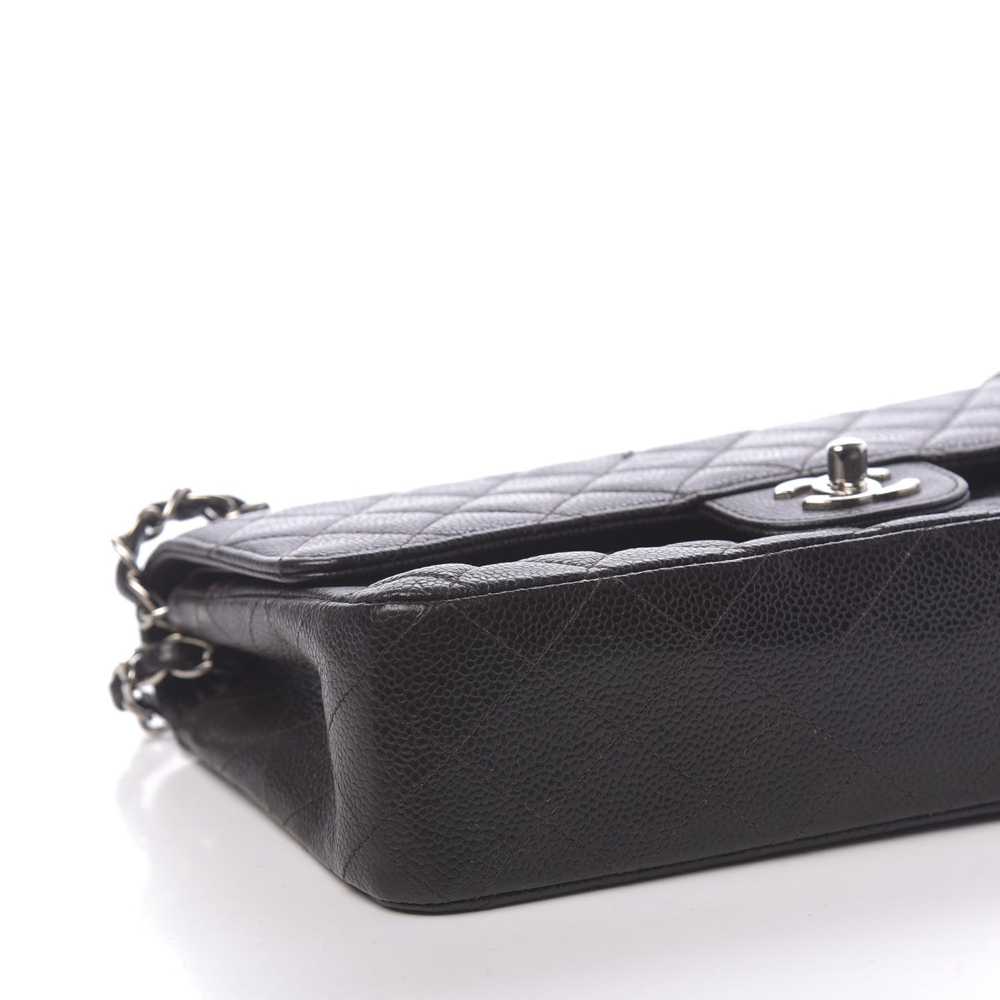 Caviar Quilted Medium Double Flap Brown