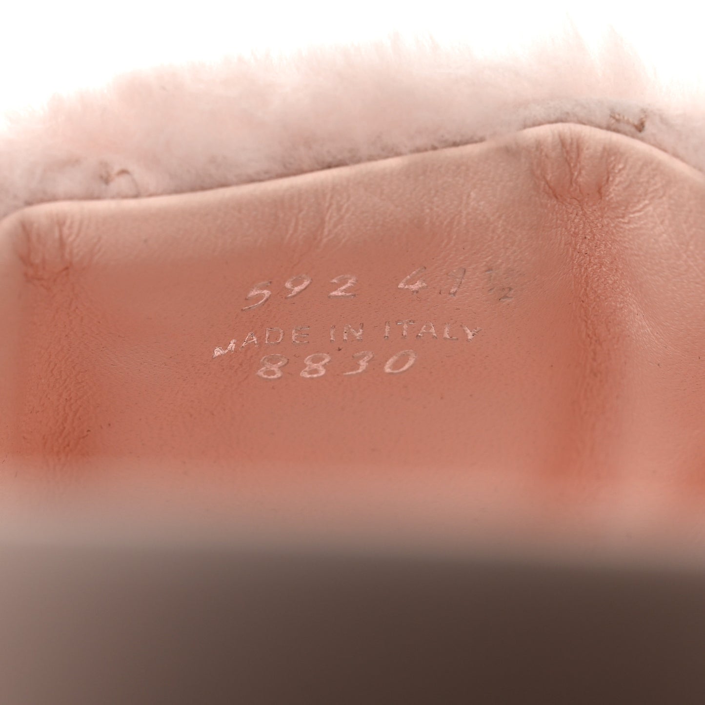 Shearling Metal Triangle Logo Lug Sole 20mm Slide Sandals 41 Orchidea