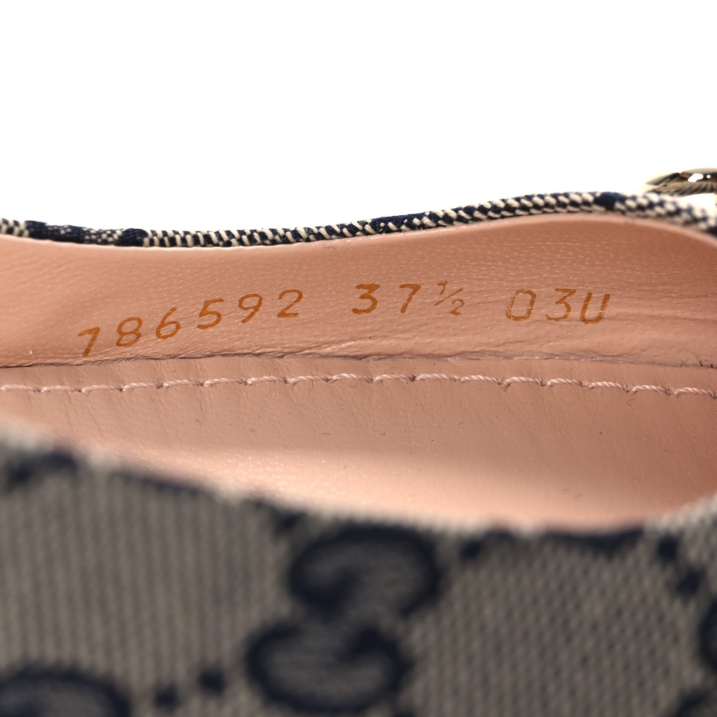 Monogram Horsebit Womens Slingback Ballet Flat 37.5 Beige Blue