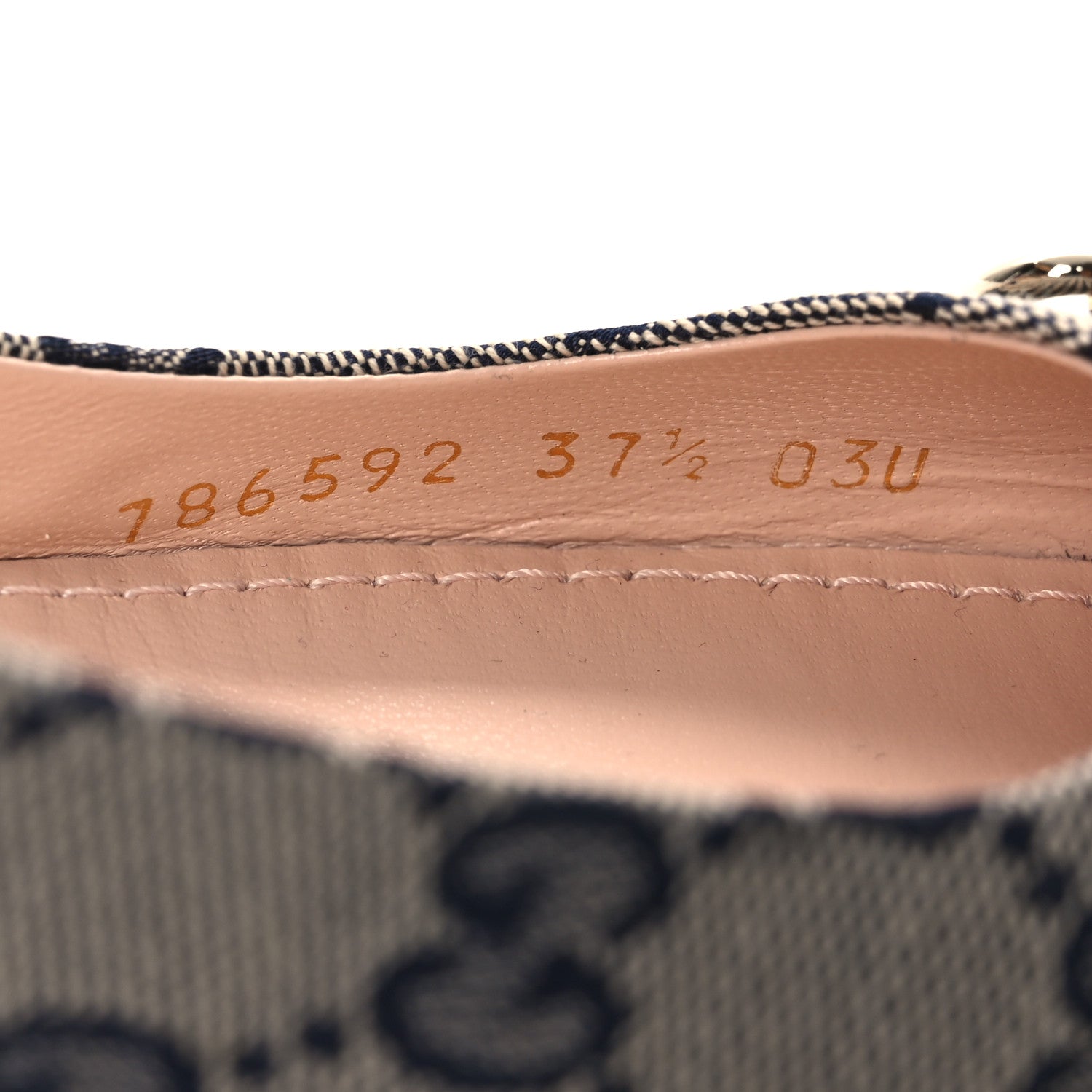 Gucci Monogram Horsebit Womens Slingback Ballet Flat 37.5 Beige Blue 10 of 11