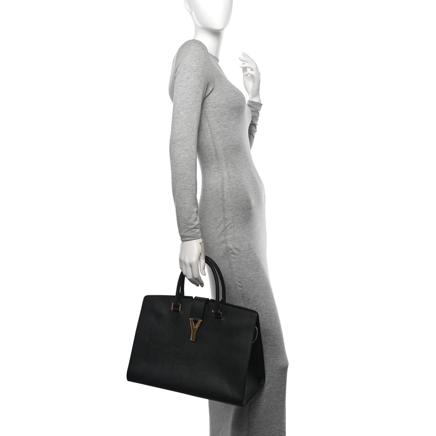 Textured Calfskin Medium Classic Y Cabas Black
