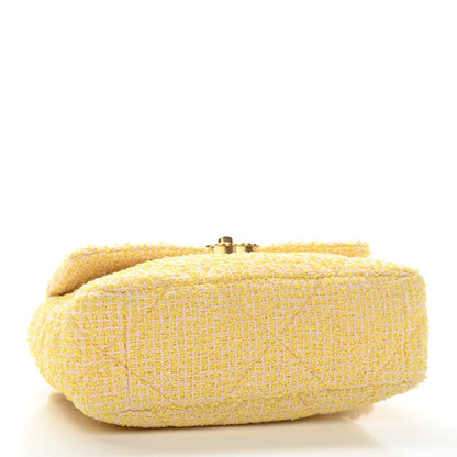 Chanel Tweed Quilted Medium Chanel 19 Flap Yellow Pink 4 of 12
