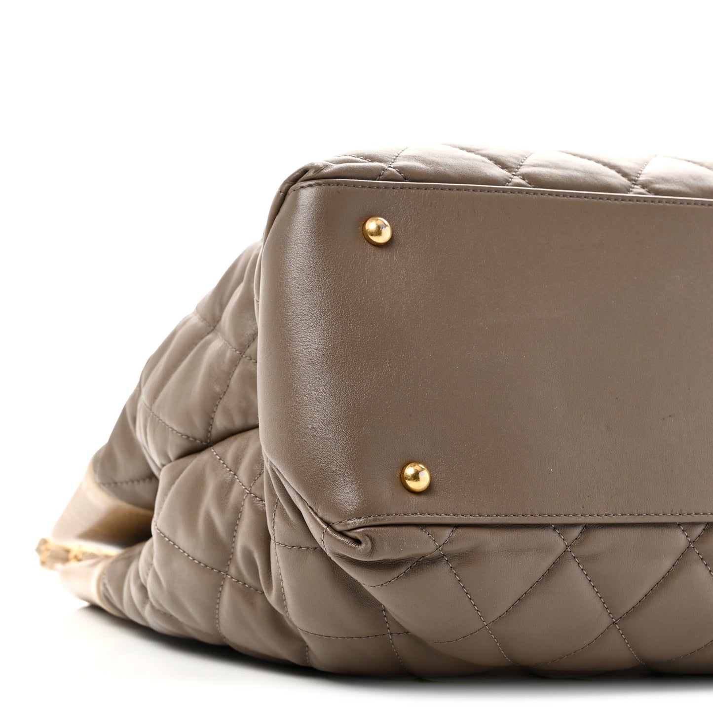 Calfskin Quilted Large Soft Elegance Tote Brown