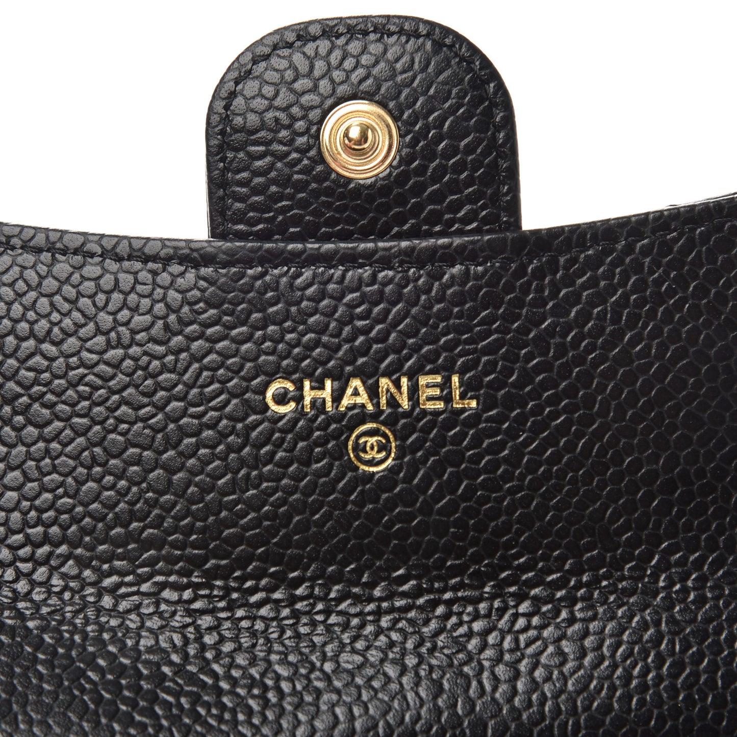 Caviar Quilted Flap Card Holder Wallet Black