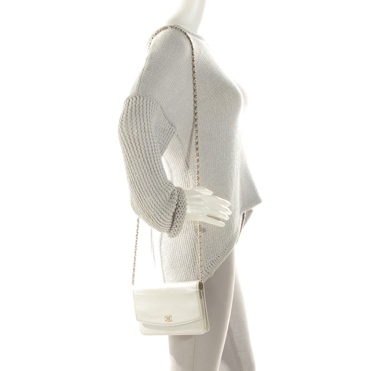 Chanel Caviar Sevruga Wallet on Chain WOC Silver 2 of 8