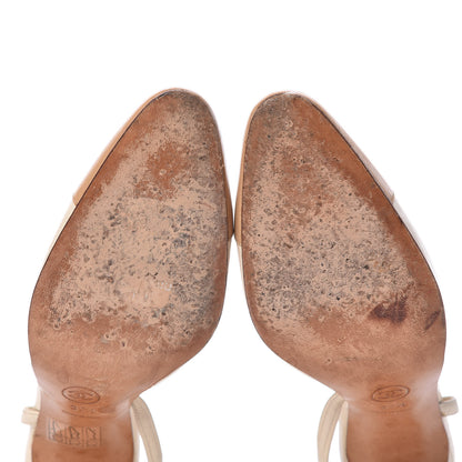 Chanel Lambskin Cap Toe CC Slingback Sandals 35.5 White Beige 10 of 17