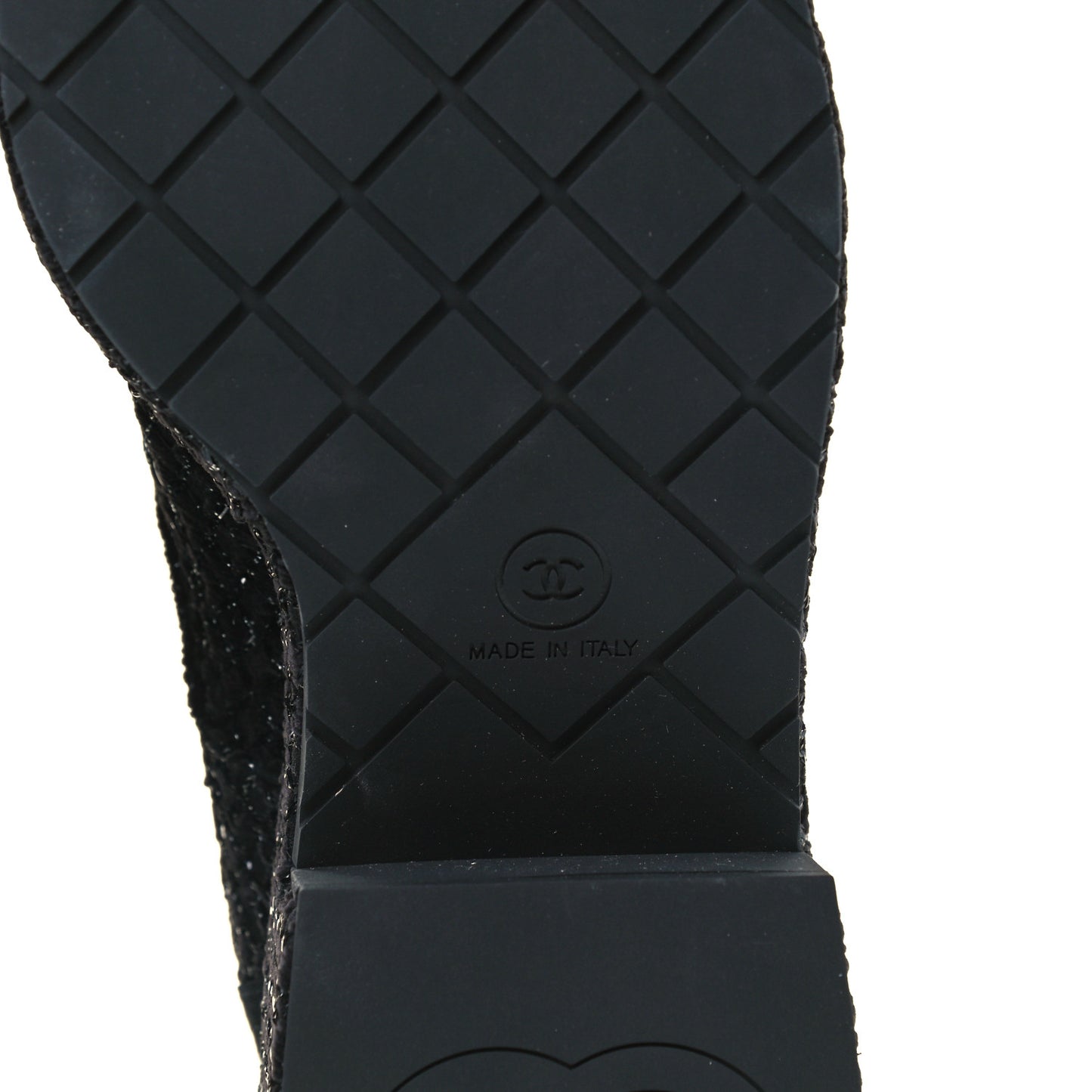 Tweed Grosgrain Fabric Lace Up Combat Boots 37 Black