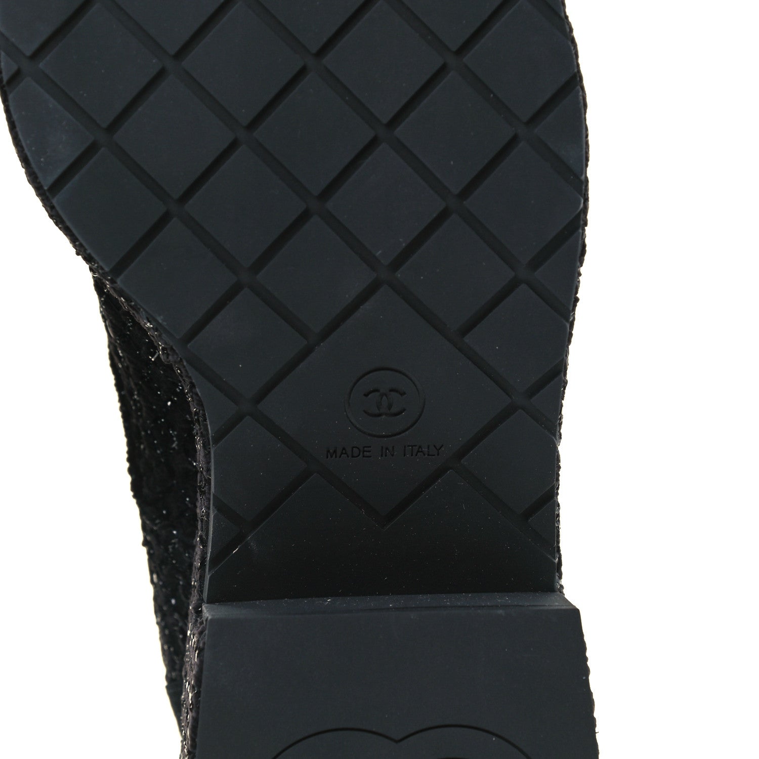 Chanel Tweed Grosgrain Fabric Lace Up Combat Boots 37 Black 7 of 10