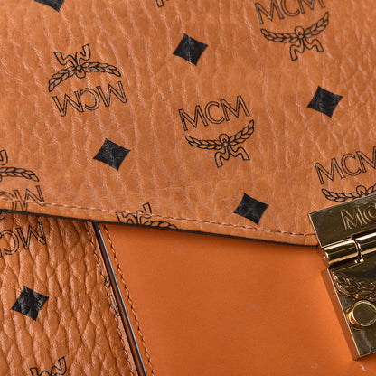 MCM Visetos Medium Patricia Pocket Satchel Cognac 12 of 13