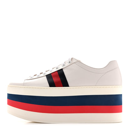 Gucci Ultralight Plume Calfskin Web Womens Ace Platform Sneakers 37 White 1 of 11