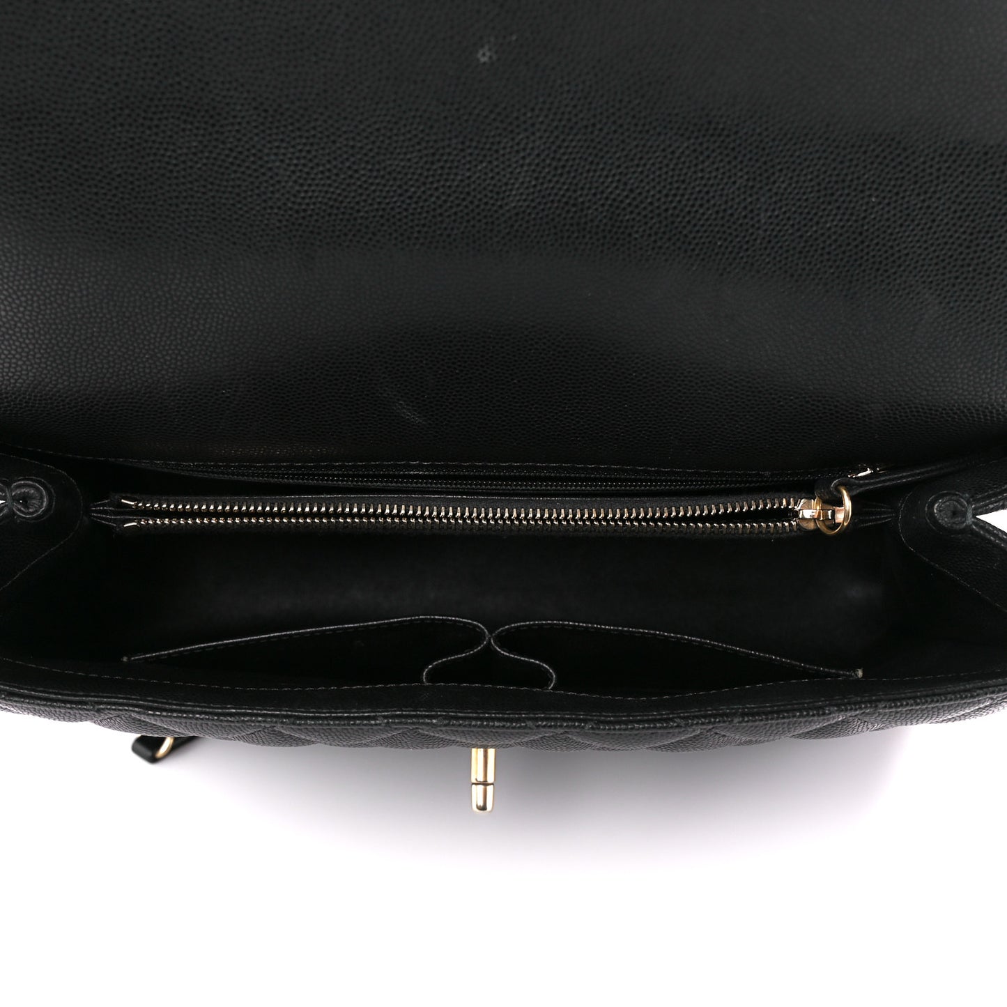 Caviar Lizard Quilted Medium Coco Handle Flap Black