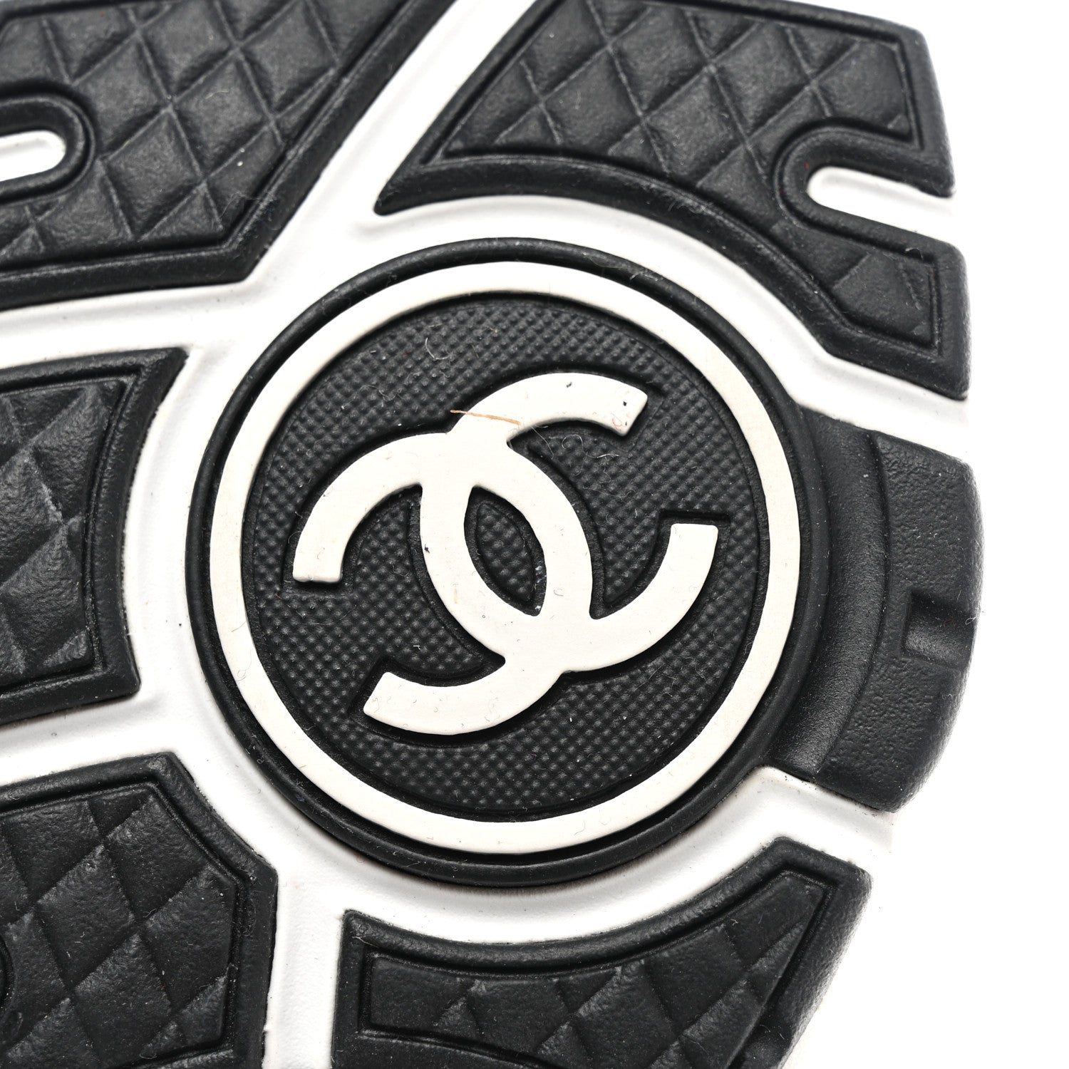 Chanel Knit Fabric Suede Calfskin Womens CC Sneakers 36.5 Grey Black 6 of 9