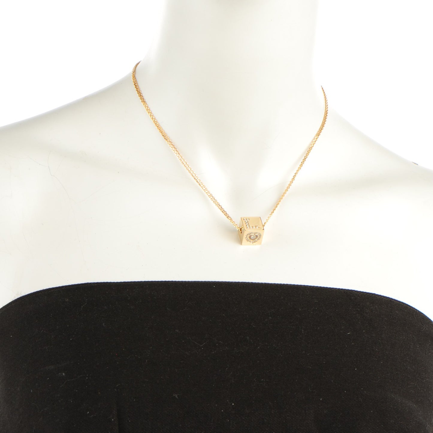 18K Yellow Gold Diamond Ice Cube Love Necklace