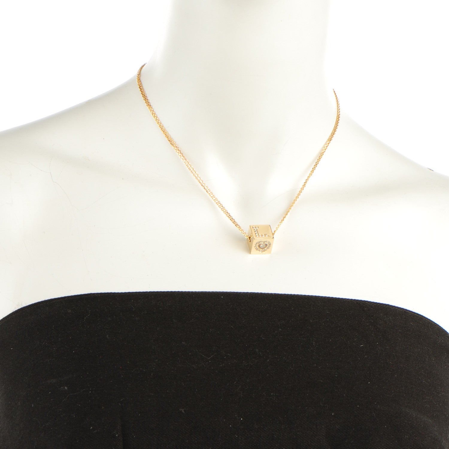 Chopard 18K Yellow Gold Diamond Ice Cube Love Necklace 2 of 9